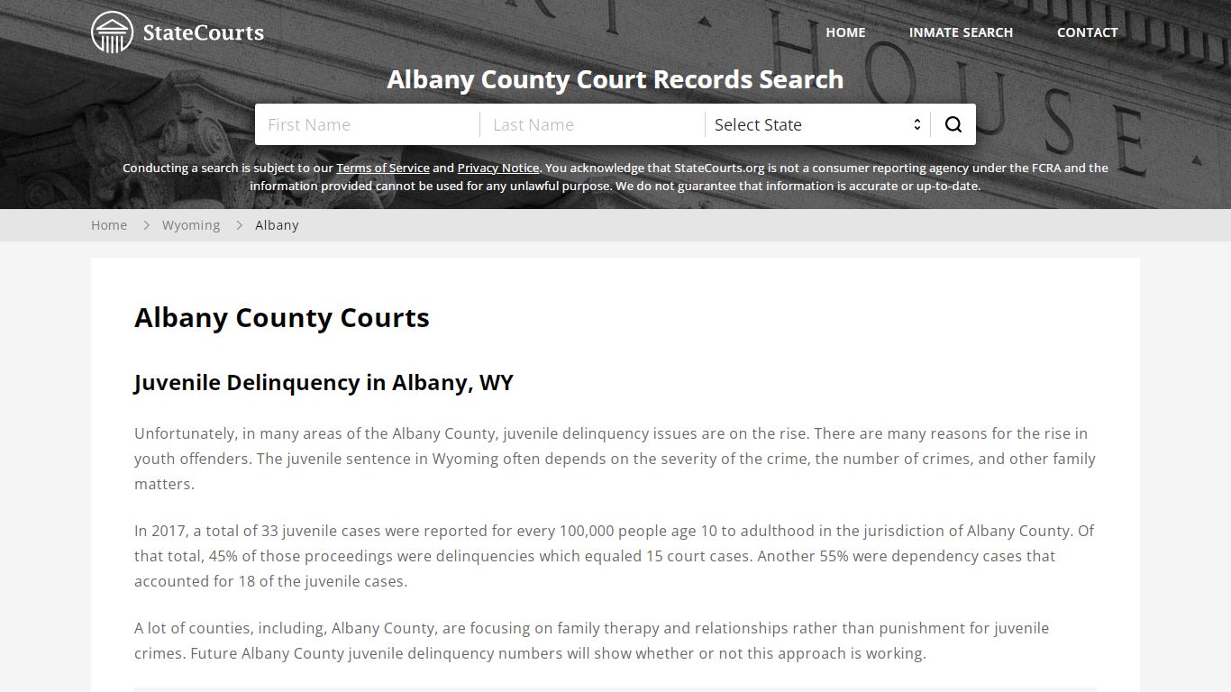 Albany County, WY Courts - Records & Cases - StateCourts